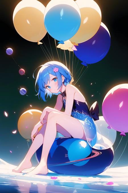 ([balloons:Small planets:0.5]:1.4), (Small_planets inside of balloons:1.4), (lots of colorful Small_planets:1.35)
(colorful planets, earth, floating petals, big balloons:1.22),
1 girl, cute face,
Full body, sitting, detailed beautiful eyes, bare legs, costume combination, Goddess, perfect body, [nsfw:0.88]
(sitting on ice_planet:1.22)
(lots of [floting blue Butterflies:floting ice:0.4]:1.22)
(detailed light), (an extremely delicate and beautiful), volume light, best shadow,cinematic lighting, Depth of field, dynamic angle, Oily skin,
 <lora:103423215:1>