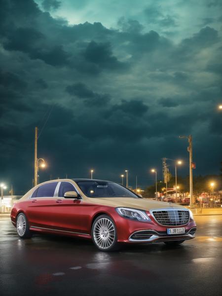 mastrepice, best quality, mercedes s-class, x222, 1car, multicolour, night, road background, rainy,  analog gloomy photo, high detail, Sharp focus, (photorealism), realistic, best quality, 8k, award winning, dramatic lighting, epic, cinematic, masterpiece   <lora:MERCEDESMAYBACHSClassX222:0.7>