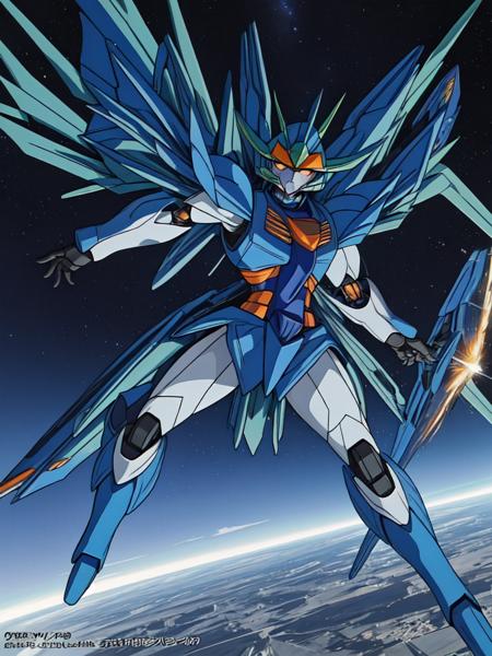 ReideenHawk orange eyes green eyes armor v-fin wings