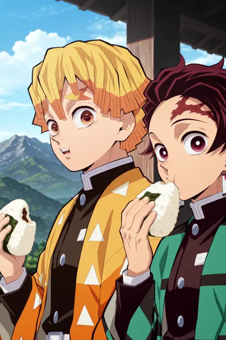 Tanjiro Kamado & Zenitsu Agatsuma - Kimetsu no Yaiba / Demon Slayer - (Illustrious) [Commission]