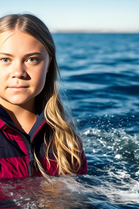 woman gretav122, ssmiling, hyperrealism, boat, sea