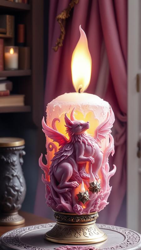 <lora:P1nkPr1nc3ssStyleSDXL:1.7>P1nkPr1nc3ssStyle a candle with a flame that morphs into various creatures