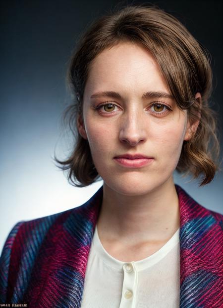 portrait of skswoman, wearing skirt , background city , epic (photo, studio lighting, hard light, sony a7, 50 mm, matte skin, pores, colors, hyperdetailed, hyperrealistic), <lyco:Phoebe Waller-BridgeV3:1.2>