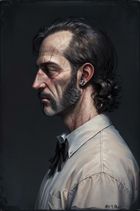 masterpiece, realistic, 8k, (1man:1.3), white shirt, european, (bald:1.1), <lora:A_Sideburns_Cut_v3:1>(side-burns:1.2), (mutton-chops:1.1), shaved chin,