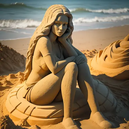 Realistic sand sculpture art style