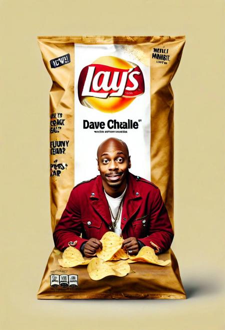 Portrait, studio photograph,  Dave Chapelle character: tyrone Biggums, funny crack addict from Chappelle Show, Dave Chapelle on hiS likeness, Chapelle Dave stand up comedian,comedian, Portrait studio comedy photograph of Tyrone Biggums, zany emaciated crack addict from Chappelle Show, jovially clutching single crumpled bag of Lay's potato chips customized to clearly display "Euro Crack" flavor text, wacky exaggerated expression of manic glee, meth-addled twitchy mannerisms played for laughs, wild bugged-out eyes, oversized ill-fitting tattered red coat, dingy white tank top askew, ripped baggy jeans, untied scuffed boots, stringy unkempt greasy hair sticking out, sunken cheeks and hollowed features amplified to humorous effect, yellowed rotting teeth bared in a crazed grin, overgrown scraggly beard, photorealistic lighting of professional brand studio highlighting hilarious disheveled appearance, 4k uhd resolution, masterpiece quality portrait capturing satirical hilarity