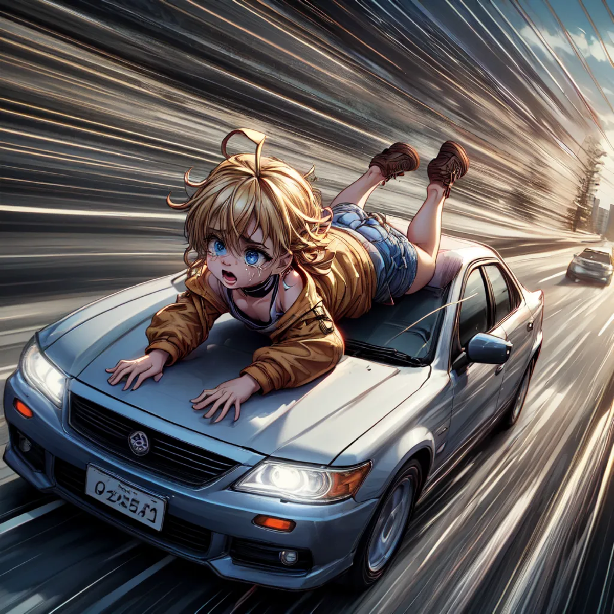 lying on driving car image by slime77744784