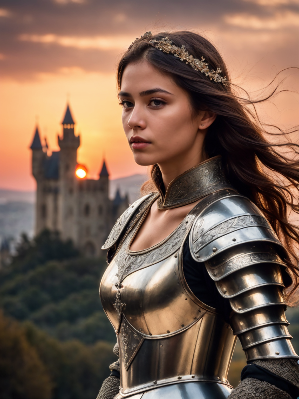 (masterpiece), (extremely intricate:1.3), (realistic), photo of a girl, the most beautiful in the world, (medieval armor),...