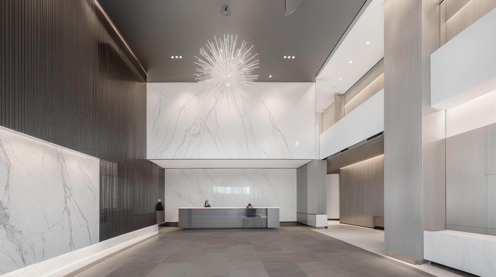 Modern simple and bright office lobby morden image by jiaojiaozi