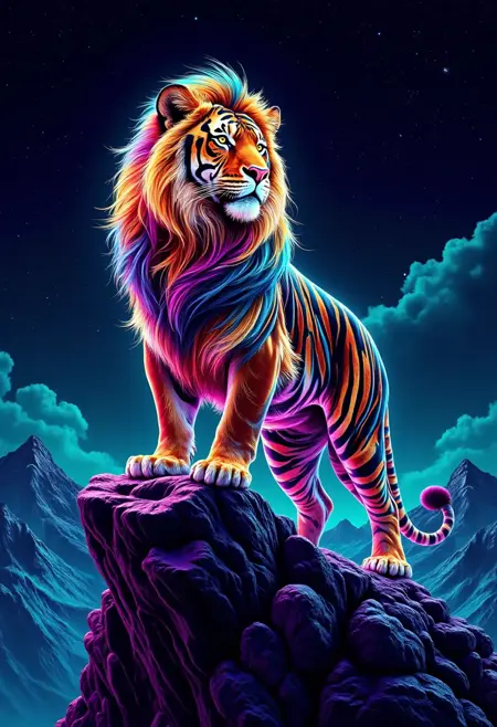 DE_Neon Light Effect_Animal Image Creation