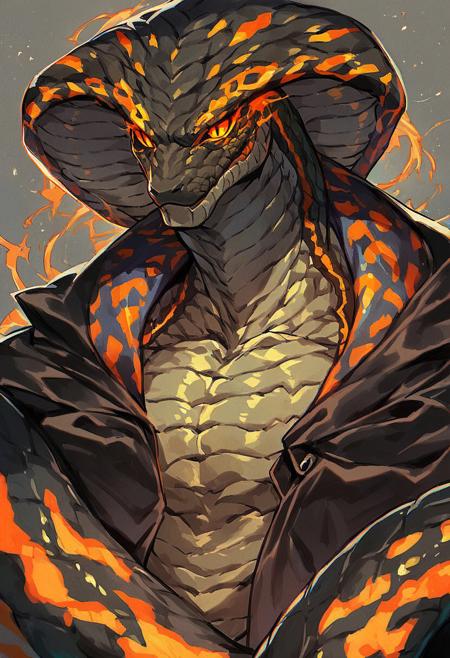 score_9,score_8_up,score_7_up, source_anime,
snake, lizard, snake, 1boy, male focus, snakeskin, black leather robes, glowing, orange eyes, glowing eyes, scales, animal, slit pupils, oversized animal, animal focus, year of the snake
