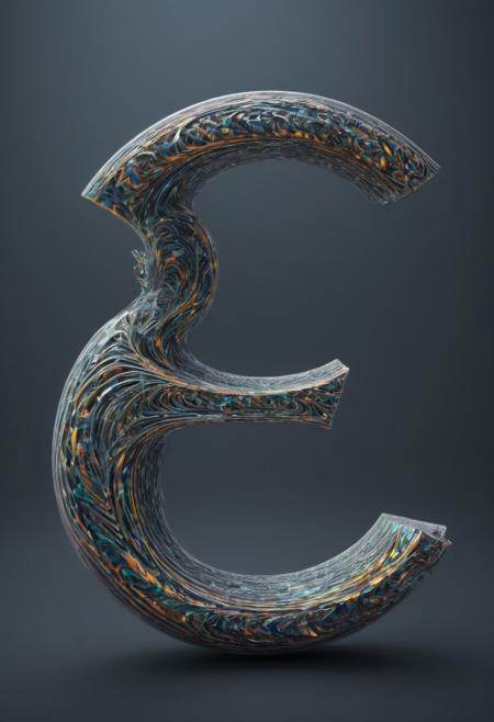 Euro money sign made out of fractangles, simple background