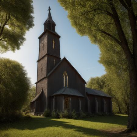 <lora:more_details:0.8>,, (outdoors, colorful:1.1)
(highest quality:1.3), (masterpiece:1.4), detailed, HDR, ultra-high resolution, (wooden church:1.5), overgrown, moss, forest, (spring dusk:1.1), earthy tones, lush, verdant, soft light, (worm's eye view:1.2), texture, wood, atmospheric, 4k, in the style of Max Rive.
