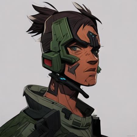 evang, Yoji Shinkawa-style illustration of a futuristic soldier