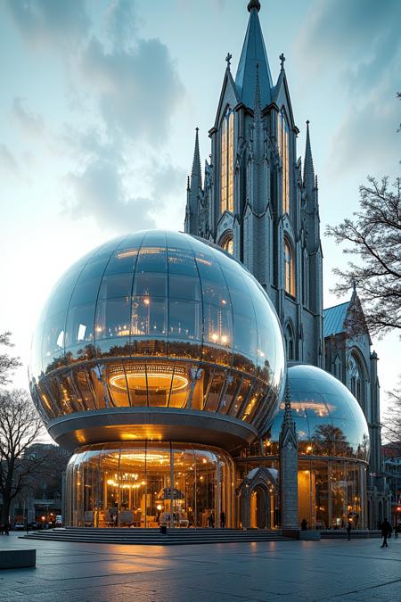 [sphere_glass_building]-lora_flux-Architecture v1.0