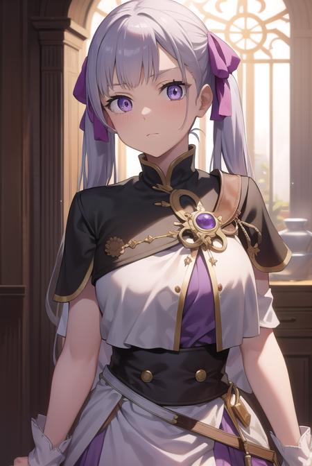 noellesilva, <lyco:noellesilva-lyco-nochekaiser:1>,
noelle silva, hair ribbon, long hair, (purple eyes:1.1), silver hair, twintails,
BREAK dress, white dress, capelet, skirt, purple skirt, black capelet,
BREAK looking at viewer,
BREAK indoors,
BREAK <lora:GoodHands-vanilla:1>, (masterpiece:1.2), best quality, high resolution, unity 8k wallpaper, (illustration:0.8), (beautiful detailed eyes:1.6), extremely detailed face, perfect lighting, extremely detailed CG, (perfect hands, perfect anatomy),