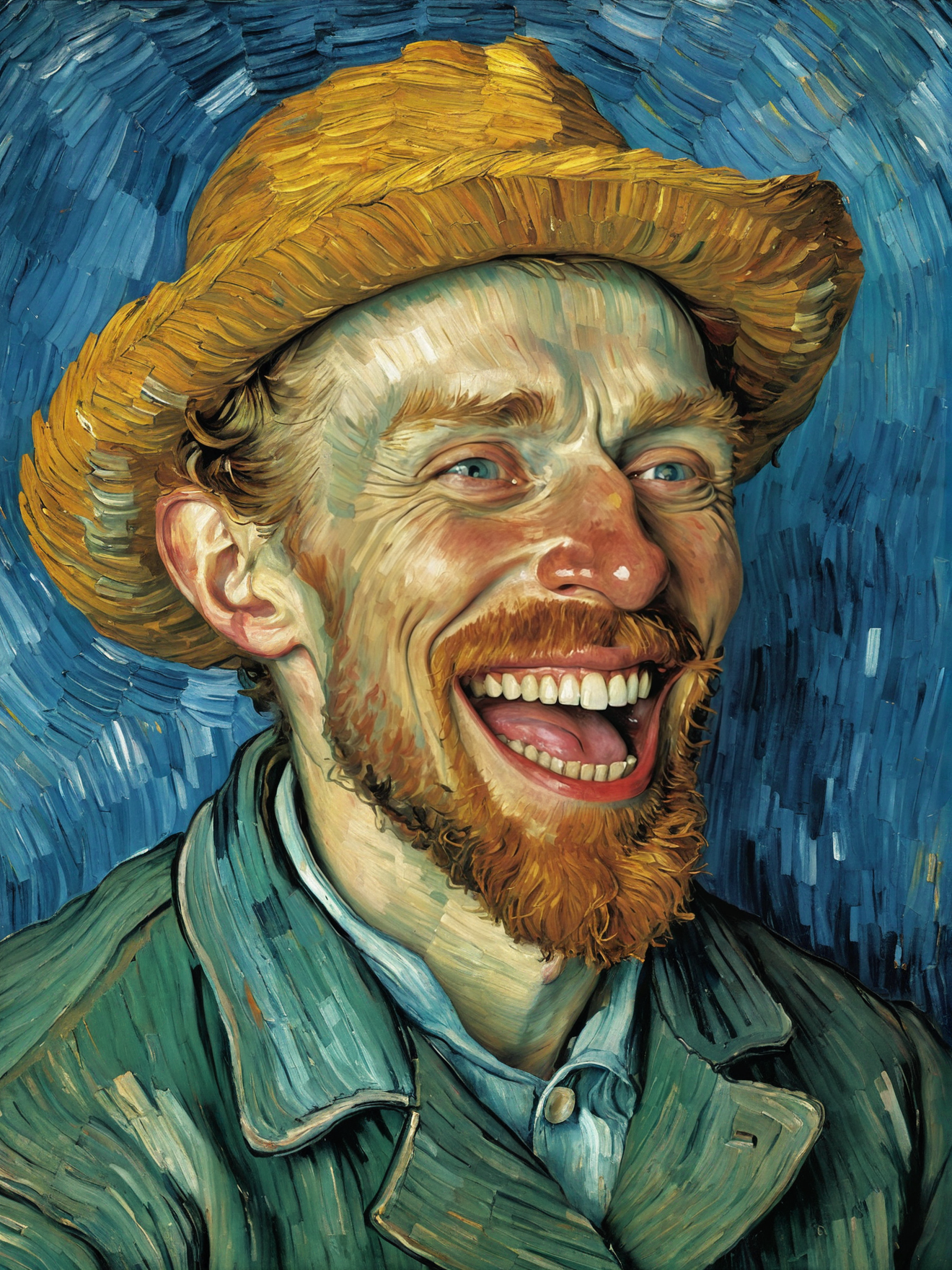 self portrait with hysterical laughter, by Vincent Van Gogh