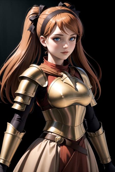 <lora:RtPL-Lina-05:0.6> lyuri_(riviera), headband, orange_hair, long_hair, hair_bow, armor, breastplate, shoulder_armor,, beautiful, (masterpiece:1.2), (best quality:1.2), perfect eyes, perfect face,<lora:perfectfingers:1.0>