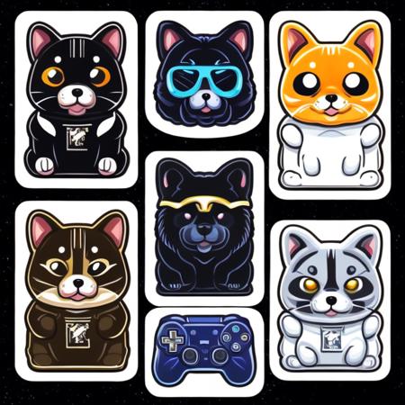 kawaii character, sticker, detailed realistic professional art masterpiece sticker set