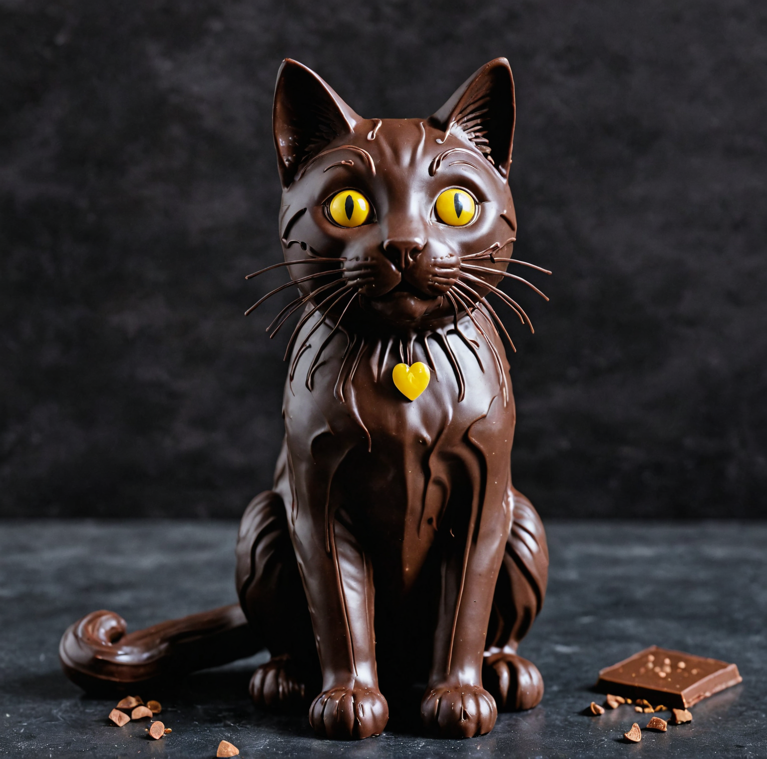 an black cat made of chocolate,