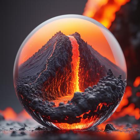 ultradetailed ultrarealistic, of a lava avalanche in a glass sphere, a perfect photography by Mark Mann and Ashraful Arefin ,muted wet colors, intricate artwork masterpiece