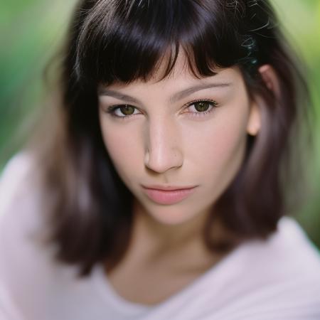 35mm leica photograph of  <lora:t0ki0:1>, close-up portrait, (sharp focus:1.2), attractive young woman, (beautiful face:1.1), detailed eyes, (smile:0.7), (medium breasts:0.8), (toned body:1.2), shiny (brown hair:1.1),  depth of field. 4K, HDR. by (James C. Christensen:1.2|Jeremy Lipking:1.1), kodak portra