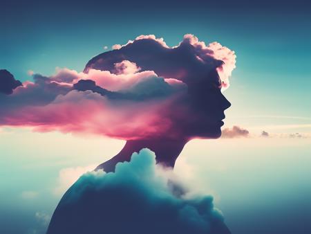 profile photo of a man cotton candy clouds, photo by dblx, black background