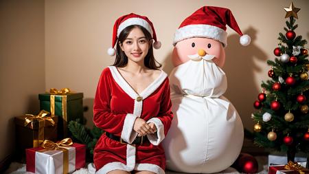 Myra from India, (short-cut:1.2) combed [black:.3] hair, Amarachi from Nigeria,long straight [black:0.3] hair,huge filesize,incredibly absurdres,(1girl:3.1),(just one photo:1.4),slender face,slender_waist,japanese idol,short hair,depth of field,bokeh,brown hair,just one photo,(big breasts:1.2),(just one photo:1.7),age 17,éªæ¯è²,(christmas:1.2),full body,church,cosplay,(home santa claus:1.4),