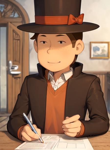 professor layton 1boy, brown hair