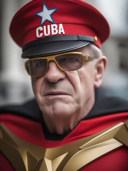 man Melench123 as super hero captain cuba, highly detailed, Golden ratio, broad lighting, Selective focus, Kodak portrait, marvel avengers, red, yellow