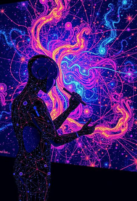 An AI Artist making AI art of another AI Artist