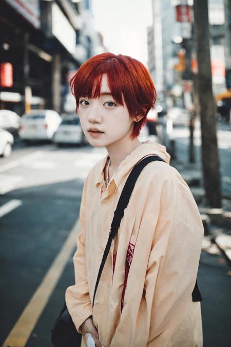 jp_style person, tj, red hair, short hair, street, RAW photo, (masterpiece:1.2), ultra-detailed, detailed skin,   <lora:tj-000014:0.6>