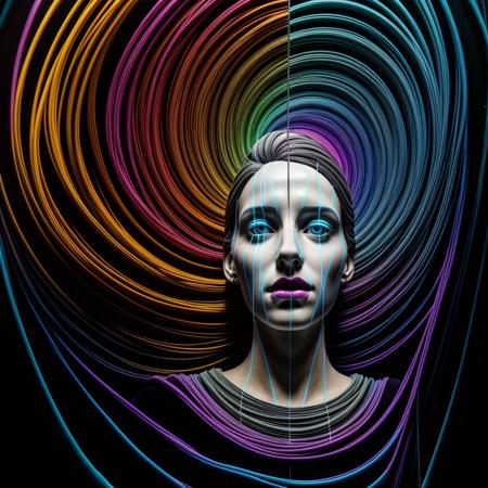 highly detailed, hyper realistic,  masterpiece, perfect quality, best quality, BREAK
an image split down the middle, an exquisite sculpture, marble and ebony, concentric faces, a living embryo at the center connected to the grid, laser prism spectrum gradient, neon dripping smoke, puddles, melting, glitched style, matrix, dissolve, psychedelic, beyond belief, biomorphic, supernatural, alien, BREAK