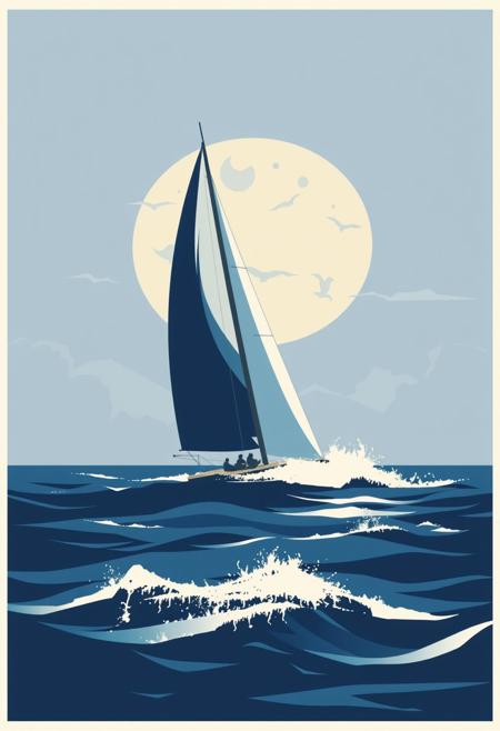 graphical art, sailboat, poster design