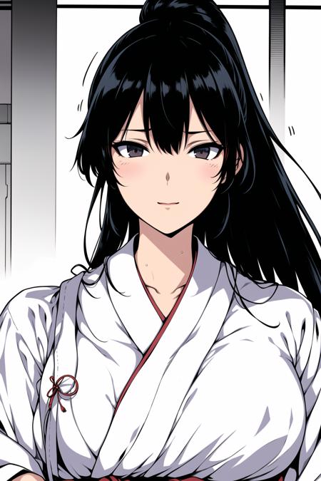 Simple White Background,
red_Hakama with white_kimono,japanese clothes,
<lora:Shiramine_Kuou_Angel_Academy-KK77-V2:0.7>,
Black eyes, Black hair,bangs, Long_hair, High ponytail,
<lora:Oda_Non_Style-KK77-V2:0.2>,<lora:more_details:0.1>,
1 girl, 20yo,Young female,Beautiful Finger,Beautiful long legs,Beautiful body,Beautiful Nose,Beautiful character design, perfect eyes, perfect face,expressive eyes,perfect balance,
looking at viewer,(Focus on her face),closed mouth, (innocent_big_eyes:1.0),(Light_Smile:0.3),
official art,extremely detailed CG unity 8k wallpaper, perfect lighting,Colorful, Bright_Front_face_Lighting,White skin,
(masterpiece:1.0),(best_quality:1.0), ultra high res,4K,ultra-detailed,
photography, 8K, HDR, highres, absurdres:1.2, Kodak portra 400, film grain, blurry background, bokeh:1.2, lens flare, (vibrant_color:1.2),professional photograph,
(Beautiful,large_Breasts:1.4), (beautiful_face:1.5),(narrow_waist),