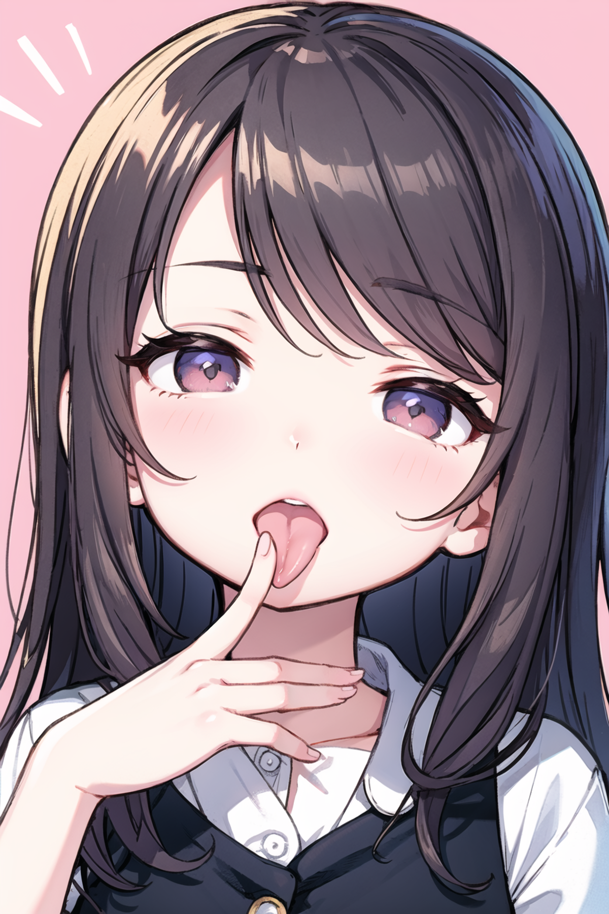 1girl, finger in own mouth, tongue out, (half-closed eyes:0.83)<lora:OjouSama:1>