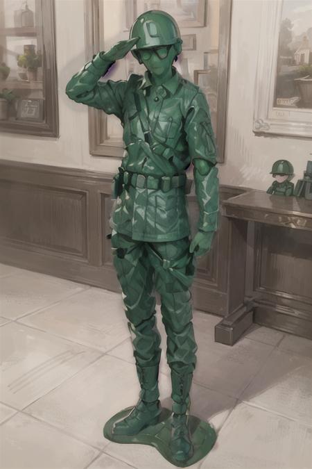 Plastic Green Army Toy Soldier Costume Lora - Plastic Green Army V1.0 |  Stable Diffusion Lora | Civitai