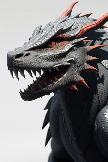 Asian dragon,  White snake gradient  color, rough, textural, broad brush strokes, red color prominent detailed, alienzkin, silhouette, c4d, blender, raytracing, unreal engine 5, render 3d, face close up, Red Simple background,
