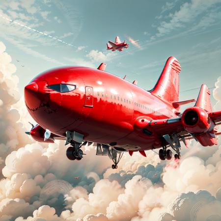 <lora:LatexAIV2:.8> LatexAI_red   airplane, flying