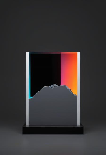 futuristic diorama, bold colors, grey background, thick linear, minimalist aesthetic, color palette, black sky gradient