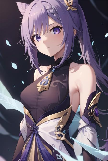 keqing, <lora:keqingtest:1>, keqing, braid, cone hair bun, hair bun, hair ornament, long hair, purple eyes, purple hair, twintails
BREAK bare shoulders, black pantyhose, detached sleeves, dress, gloves,,
BREAK looking at viewer,
BREAK city,
BREAK <lora:GoodHands-vanilla:1>, (masterpiece:1.2), best quality, high resolution, unity 8k wallpaper, (illustration:0.8), (beautiful detailed eyes:1.6), extremely detailed face, perfect lighting, extremely detailed CG, (perfect hands, perfect anatomy),