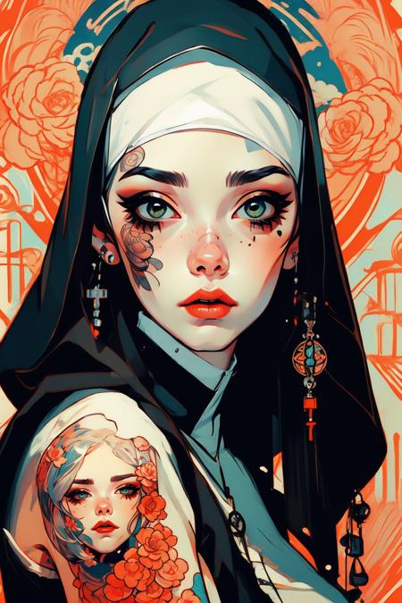 <lora:detail_slider_v4:1> 1girl,  v1x0nstyl3 <lora:v1x0nstyl3:1> nun, tattoos