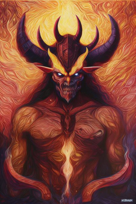 <lora:eduardo:1.2>, devil in hell, burning, portrait, masterpiece, virbant colors