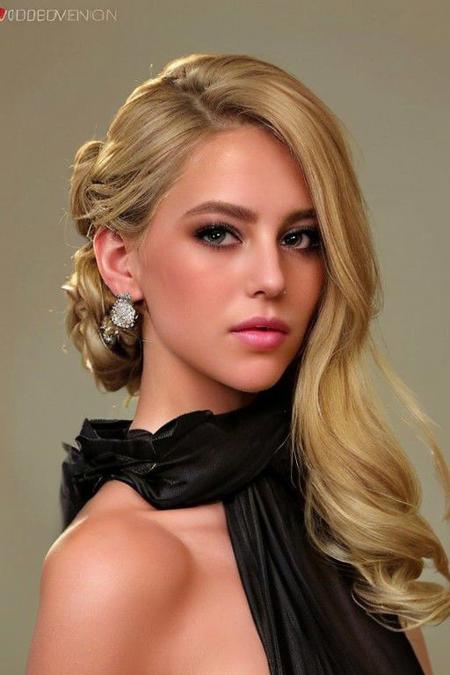 A detailed portrait of a young blonde woman exuding elegance and natural grace. She has a voluminous updo hairstyle with wisps of hair tenderly framing her face. Her hazel eyes are accentuated by tasteful makeup, s. She wears a high-necked black top, suggesting a blend of casual refinement. The lighting should illuminate her face against a subdued background, emphasizing her calm and confident expression. High Fashion, dynamic, dramatic, elegant, High fashion supermodel, avant garde style
fFaceDetaile