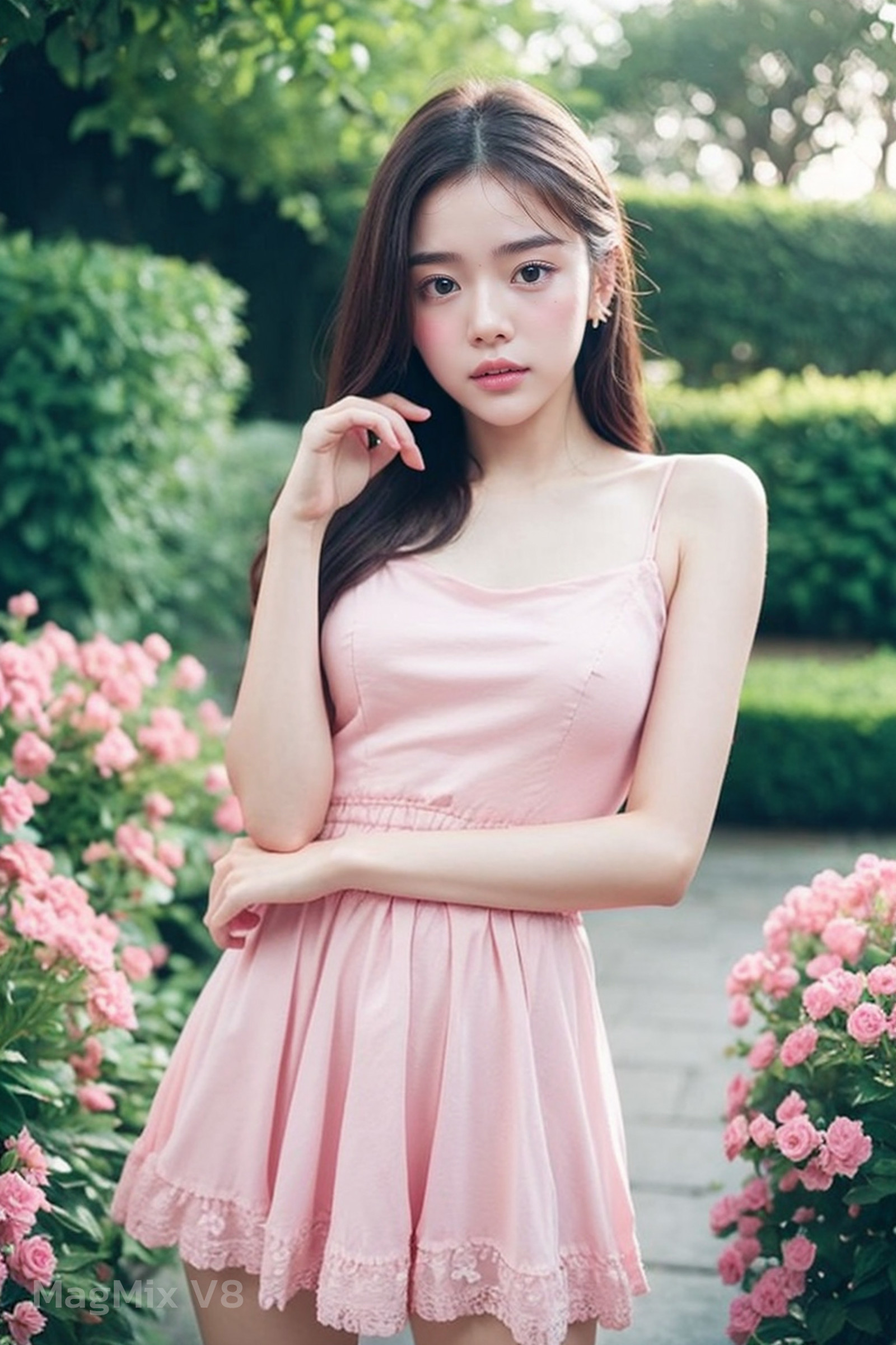 (highly detailed body, highly detailed face:1.2)
, Girl, look at viewer, pink dress,  romantic setting, dreamy pastel pale...