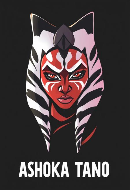 Sexy Ahsoka Tano. Ready design for printing on a t-shirt. On a black background