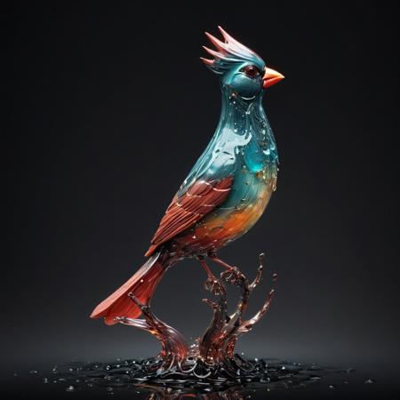 A cardinal bird, 
incredibly fluid, 
detailed, 
3D fractals, 
light particles, 
drops of water, 
shimmering light, 
dreamer, 
surrealist, 
alcohol ink, 
smooth, 
shimmering, 
dreamy glow, 
conceptual art by Alberto Seveso, 
Anna Dittmann, 
Arthur Rackham, 
16k