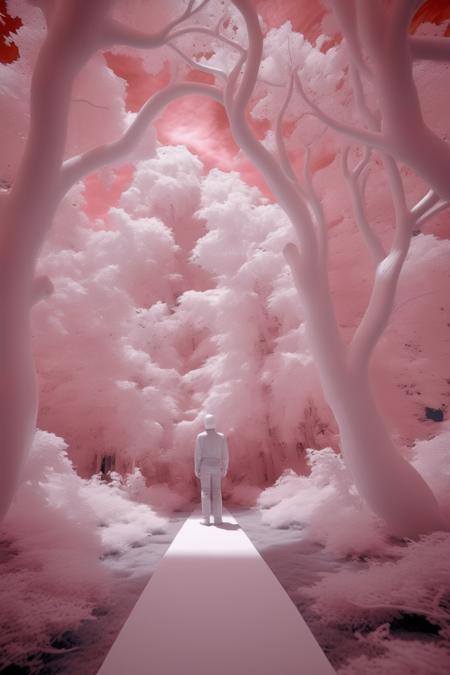 <lora:Infrared Photos:1>Infrared Photos - an image that simulates the visual experience of a human with infrared vision. Depict a scene where the environment is viewed through the lens of infrared perception.