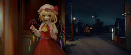 mksks style, masterpiece, best quality, 1girl, 1other, messy room, many garbage bags, trash, stains on wall, wide shot, night, dark
AND mksks style, masterpiece, best quality, 1girl, solo, looking at viewer, smile, blush, standing, flandre scarlet, touhou, ascot, blonde hair, hat, hair ribbon, art gallery, art museum, paintings on walls, fancy, intricate, indoors, night, cowboy shot, <lora:loraslayernoiseoffset:0.7>
AND mksks style, (1other:1.3), (blood, monster, horror \(theme\):1.3), street, houses, street lights, power lines, outdoors, sunset, road, sidewalk, night, dark, fisheye, <lora:death2:0.7>