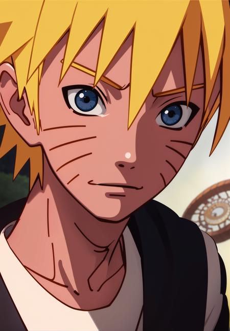 uzumaki naruto, 1boy,  <lora:Narutov2:1>, masterpiece, best quality,upper body,portrait, looking at viewer,close up,  white shirt, sunshine, novel illustration,blurry foreground,